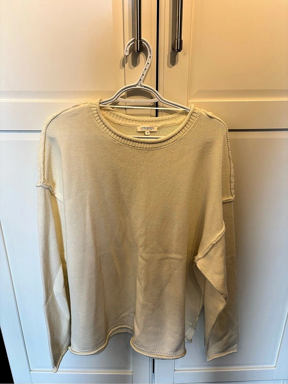 Cream Crew Neck Sweater in Size Medium. Never worn